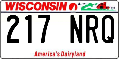 WI license plate 217NRQ