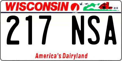 WI license plate 217NSA