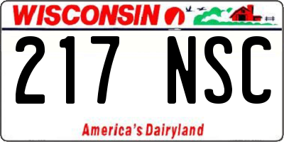 WI license plate 217NSC