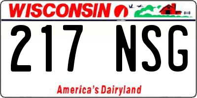 WI license plate 217NSG