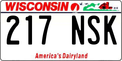 WI license plate 217NSK