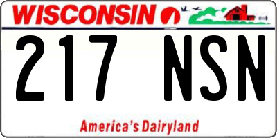 WI license plate 217NSN