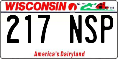WI license plate 217NSP