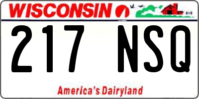 WI license plate 217NSQ