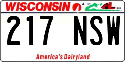 WI license plate 217NSW