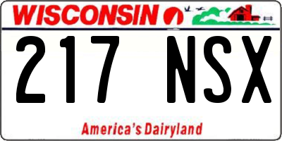 WI license plate 217NSX