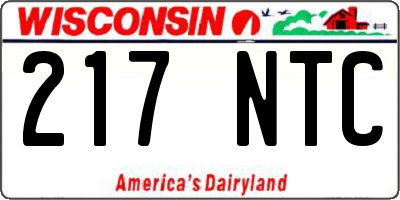 WI license plate 217NTC