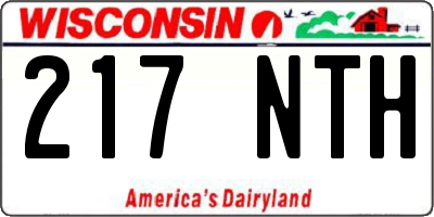 WI license plate 217NTH