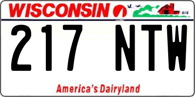 WI license plate 217NTW
