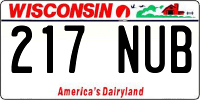 WI license plate 217NUB