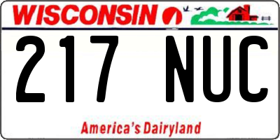 WI license plate 217NUC