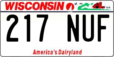 WI license plate 217NUF