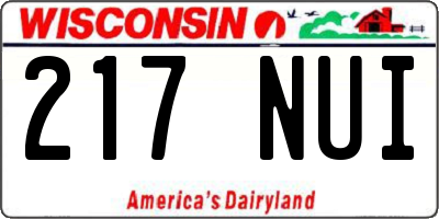 WI license plate 217NUI