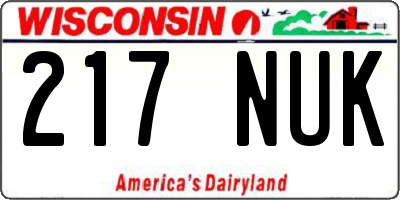 WI license plate 217NUK