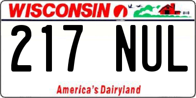 WI license plate 217NUL