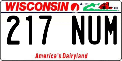 WI license plate 217NUM
