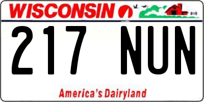 WI license plate 217NUN