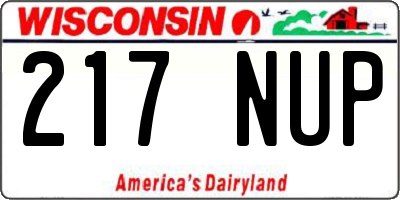 WI license plate 217NUP