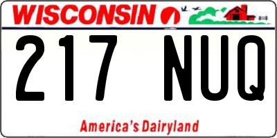 WI license plate 217NUQ