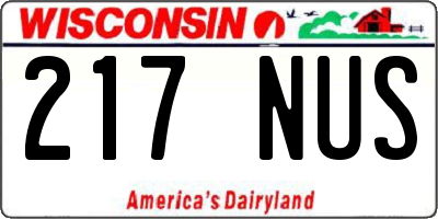 WI license plate 217NUS