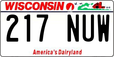 WI license plate 217NUW