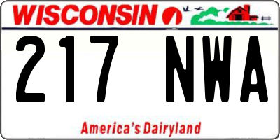 WI license plate 217NWA