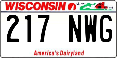 WI license plate 217NWG