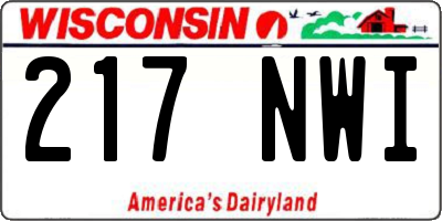 WI license plate 217NWI