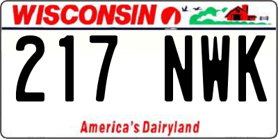 WI license plate 217NWK