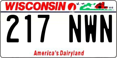 WI license plate 217NWN