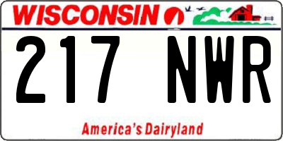 WI license plate 217NWR