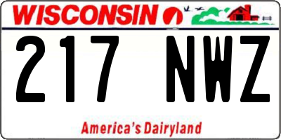 WI license plate 217NWZ