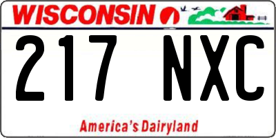 WI license plate 217NXC