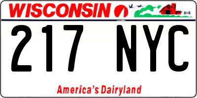 WI license plate 217NYC