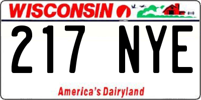 WI license plate 217NYE