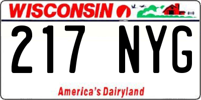 WI license plate 217NYG