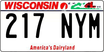 WI license plate 217NYM