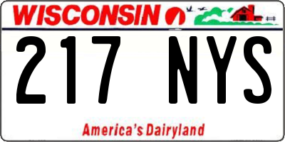 WI license plate 217NYS