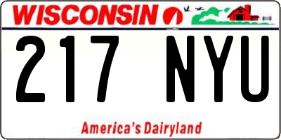 WI license plate 217NYU