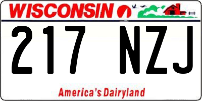 WI license plate 217NZJ