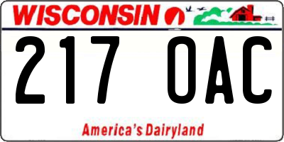WI license plate 217OAC