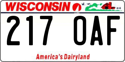 WI license plate 217OAF