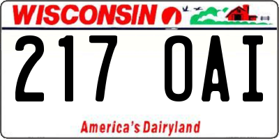 WI license plate 217OAI