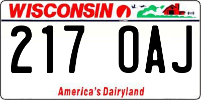 WI license plate 217OAJ