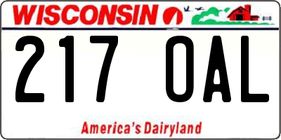 WI license plate 217OAL