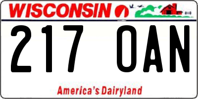 WI license plate 217OAN