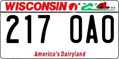 WI license plate 217OAO