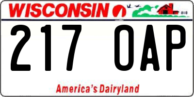 WI license plate 217OAP