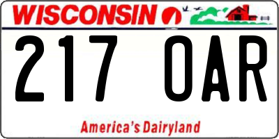 WI license plate 217OAR
