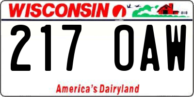 WI license plate 217OAW